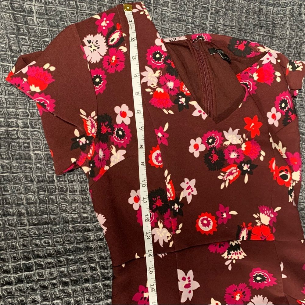 Ann Taylor Fit & Flare Long Sleeve Red Floral Dress Size 0 #844 - Picture 8 of 11
